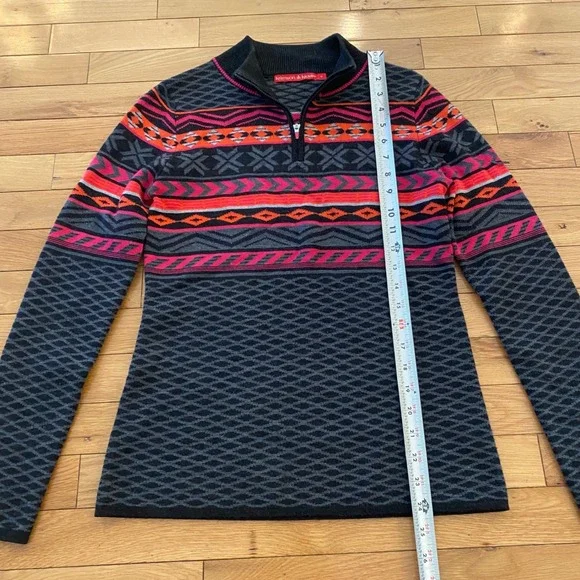 Krimson Klover Over Yonder UltraFine Merino Wool Nordic FairIsle 1/4 Zip Size M - Picture 2 of 7